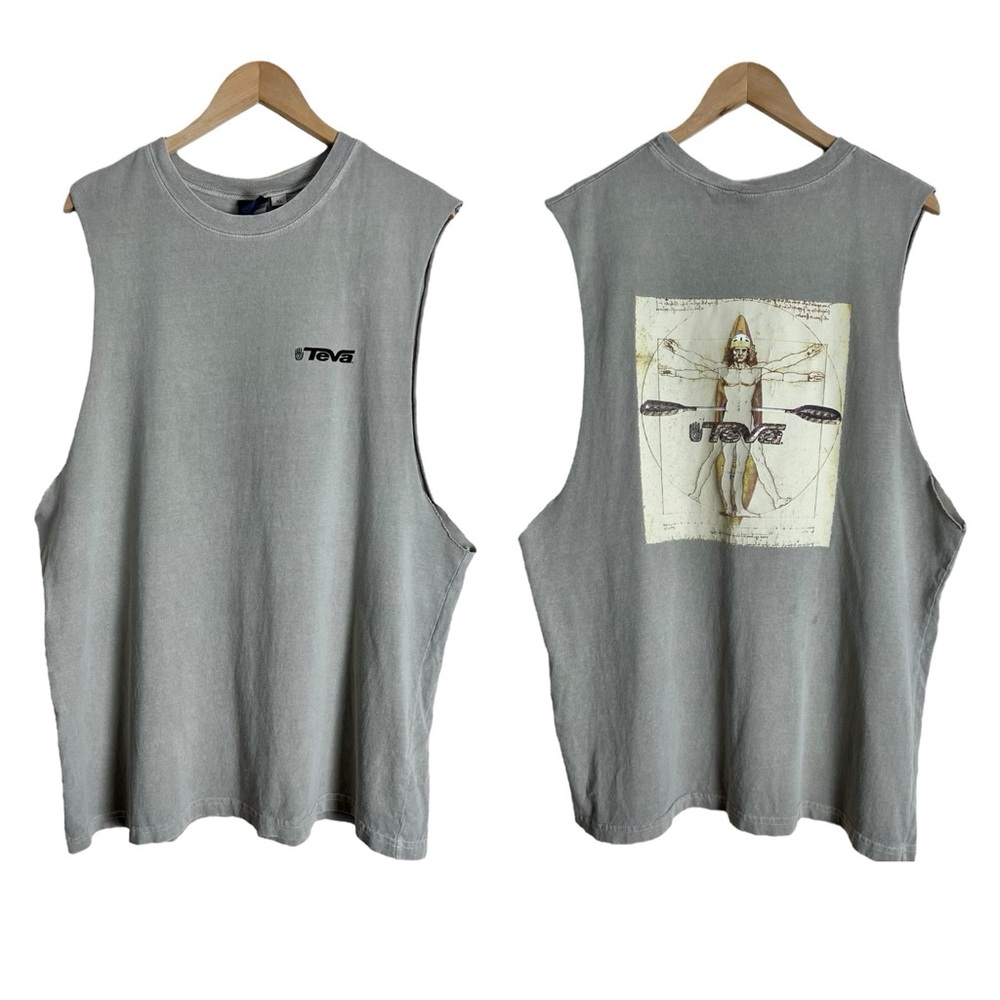 Vintage Teva Sleeveless Tank Size XL Vitruvian Man Print